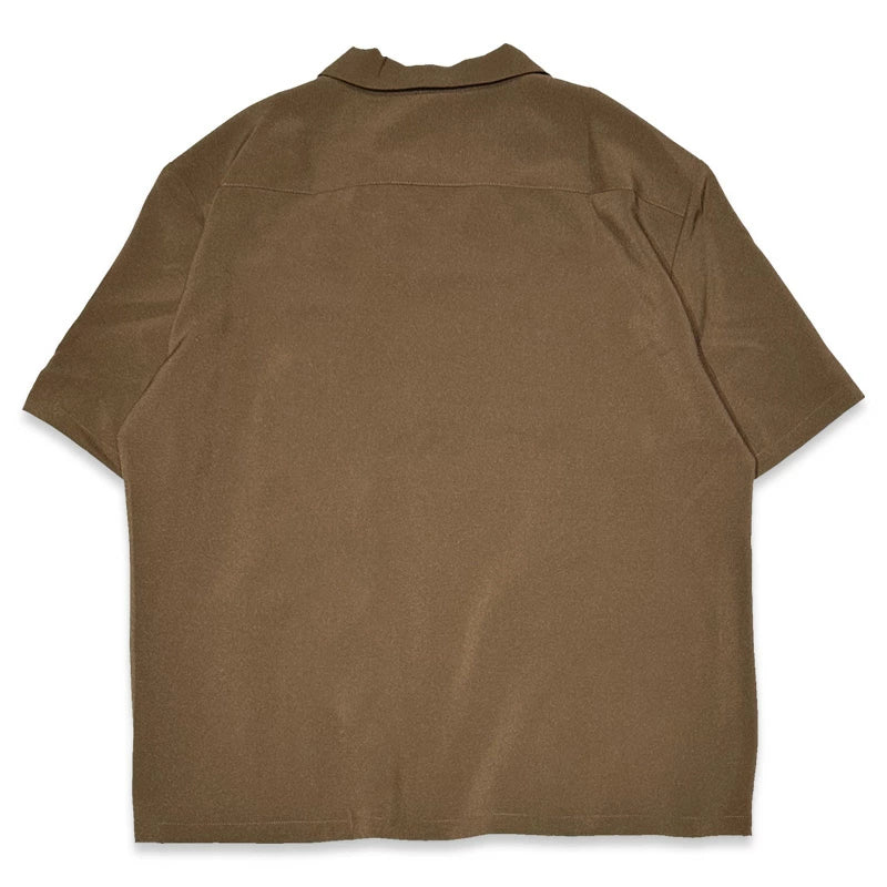 KUSTOMSTYLE KSSS2505BR -CARLSBAD- OPEN COLLAR SHORT SLEEVE SHIRTS COLOR-BROWN