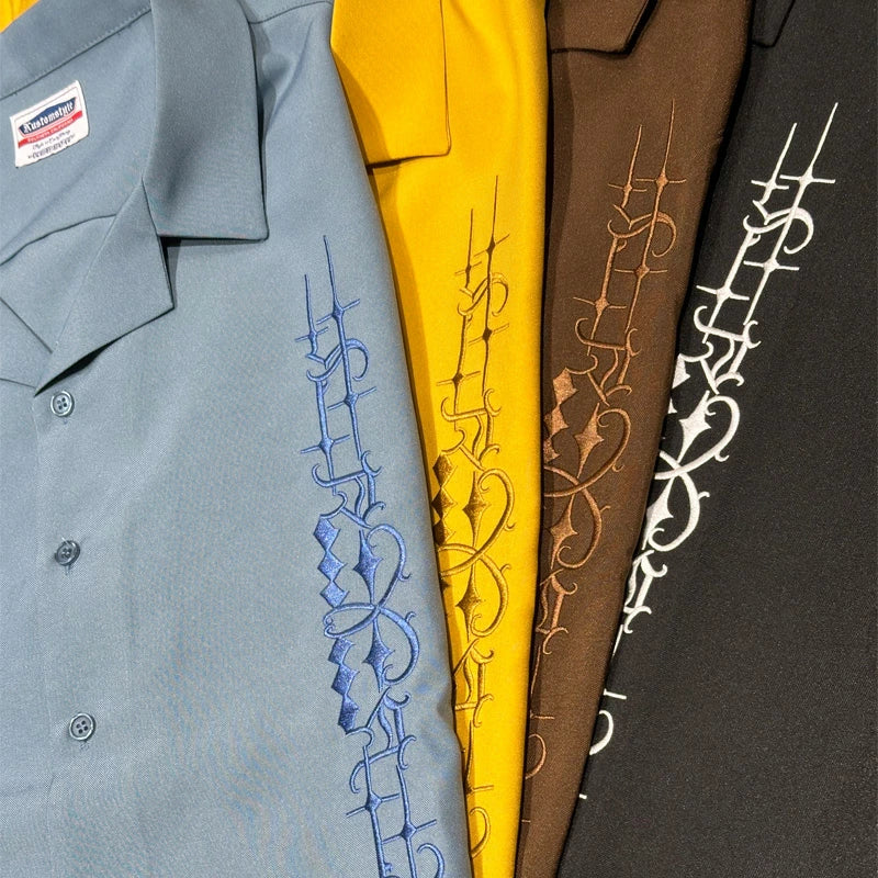 KUSTOMSTYLE KSSS2505BK -CARLSBAD- OPEN COLLAR SHORT SLEEVE SHIRTS COLOR-BLACK