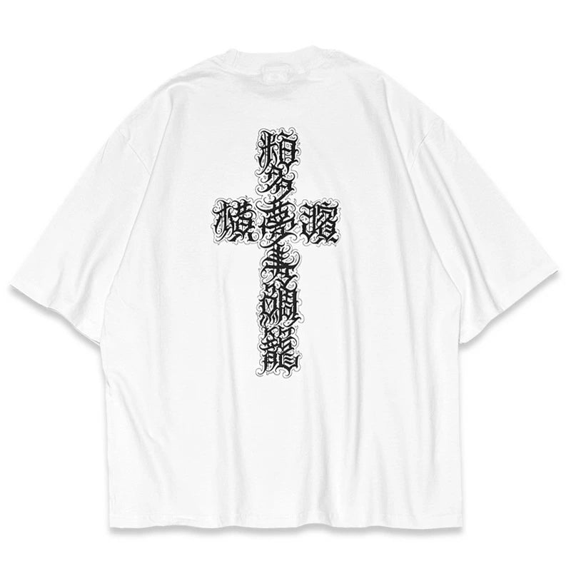 KUSTOMSTYLE KST2512 -KANJI CROSS 粕多夢寿鯛籠- T-SHIRTS