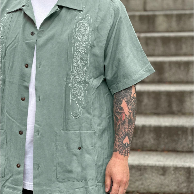 KUSTOMSTYLE KSSS2107 -LONGROOF- GUAYABERA SHORT SLEEVE SHIRTS