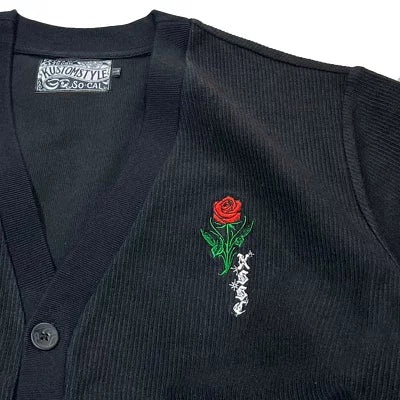 "ROSE-COLOR" CORDUROY CARDIGAN