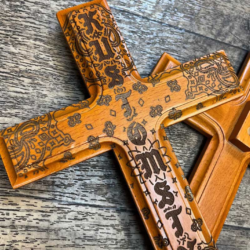 "TROUBLE-PAISLEY" WOOD CROSS