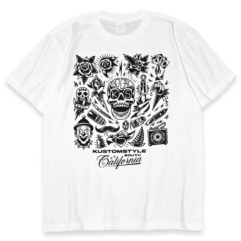 KUSTOMSTYLE  KST2412WH "P,L,O SKULL" T-SHIRTS