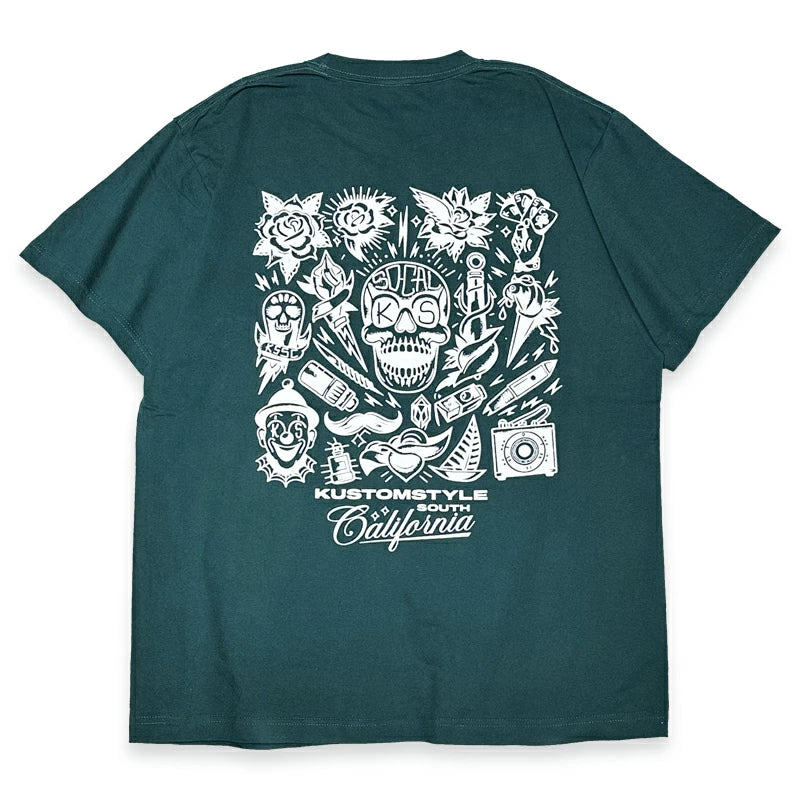 KUSTOMSTYLE  KST2412WH "P,L,O SKULL" T-SHIRTS