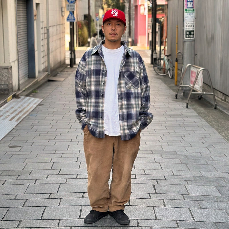 KUSTOMSTYLE KSLS2431GRNY "STARLITE" LONG SLEEVE CHECK SHIRTS COLOR: GREEN/NAVY