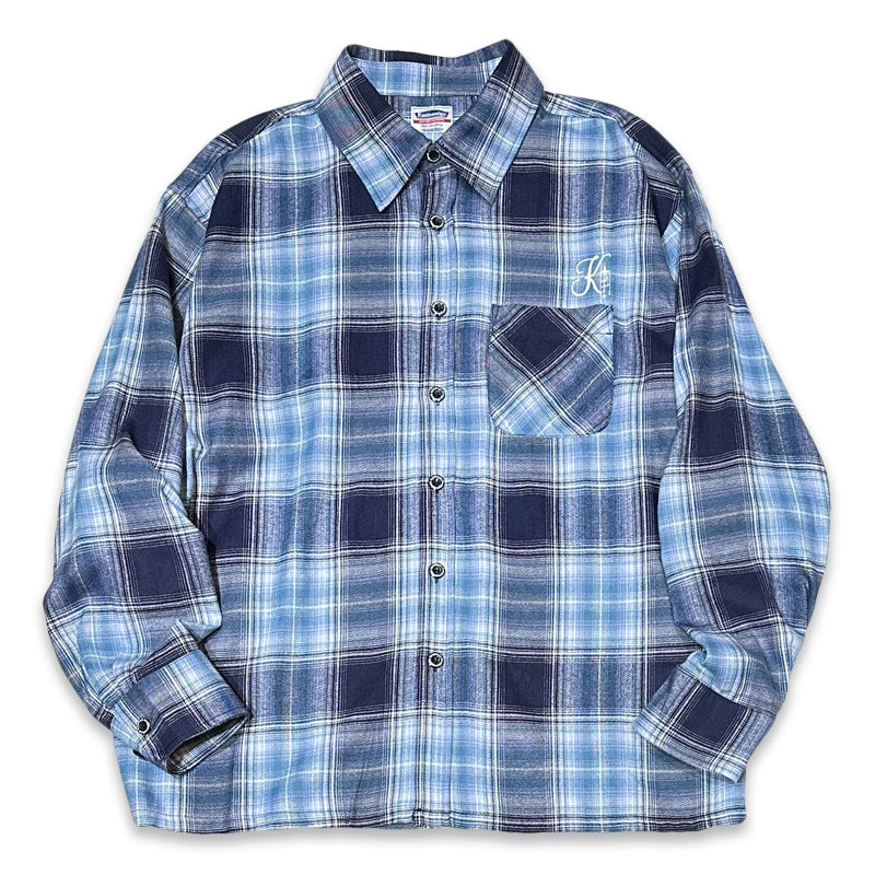 KUSTOMSTYLE KSLS2431BLNY "STARLITE" LONG SLEEVE CHECK SHIRTS  COLOR: BLUE/NAVY