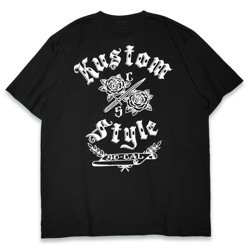KUSTOMSTYLE  KST2433BK -SWORD&ROSES- T-SHIRTS