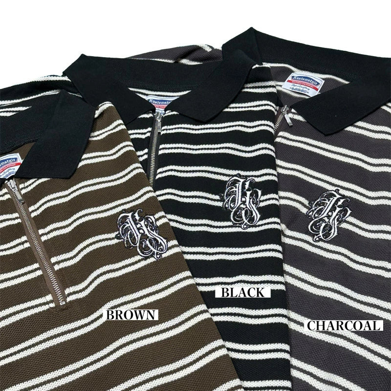 KUSTOMSTYLE KSSS2432 -KARMA- BORDER HALF ZIP SHIRTS