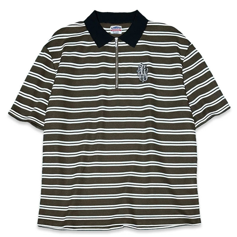 KUSTOMSTYLE KSSS2432 -KARMA- BORDER HALF ZIP SHIRTS