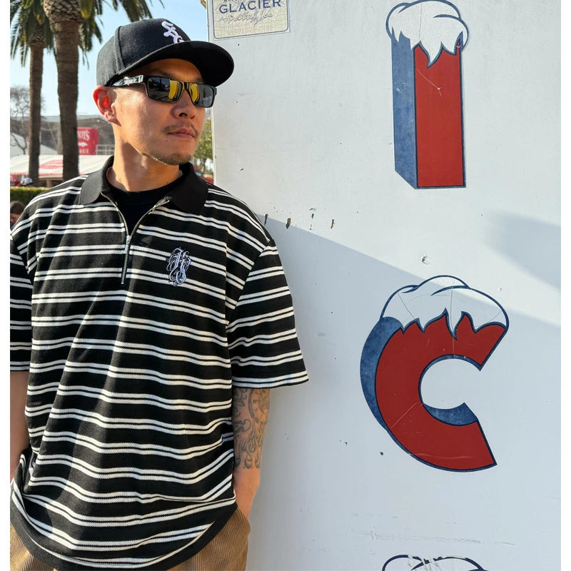 KUSTOMSTYLE KSSS2432 -KARMA- BORDER HALF ZIP SHIRTS