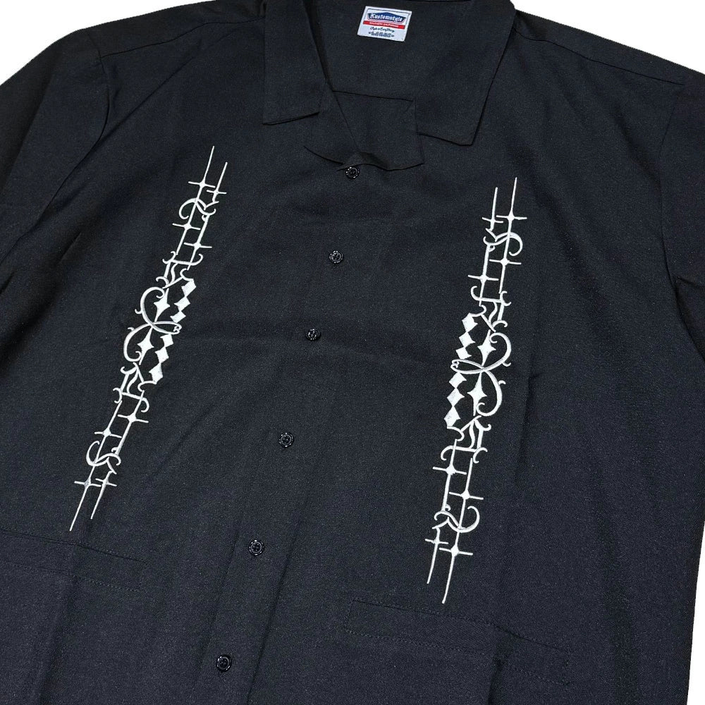 KUSTOMSTYLE  KSSS2505BK -CARLSBAD- OPEN COLLAR SHORT SLEEVE SHIRTS COLOR-BLACK