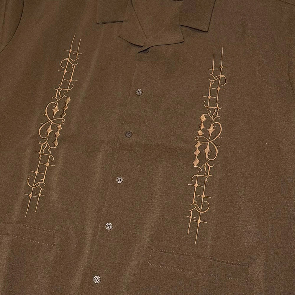 KUSTOMSTYLE  KSSS2505BR -CARLSBAD- OPEN COLLAR SHORT SLEEVE SHIRTS COLOR-BROWN
