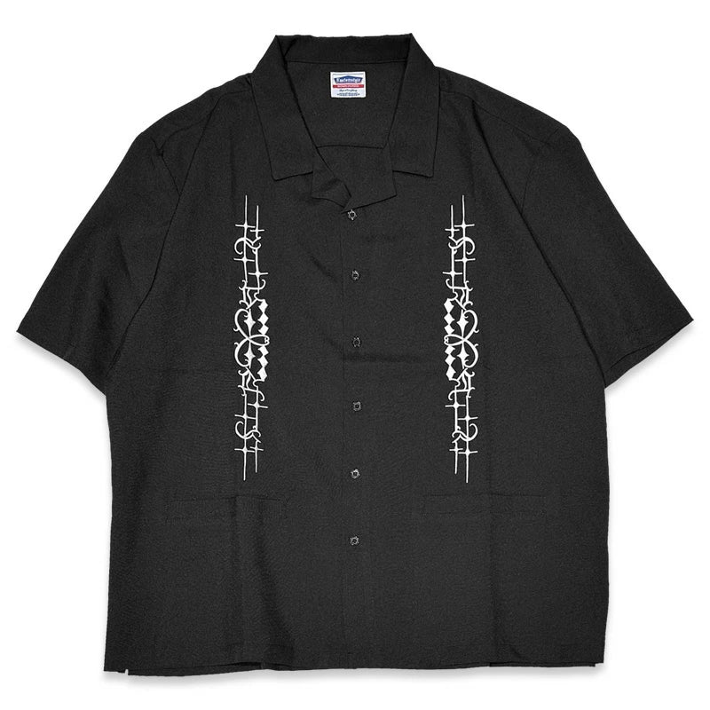 KUSTOMSTYLE  KSSS2505BK -CARLSBAD- OPEN COLLAR SHORT SLEEVE SHIRTS COLOR-BLACK