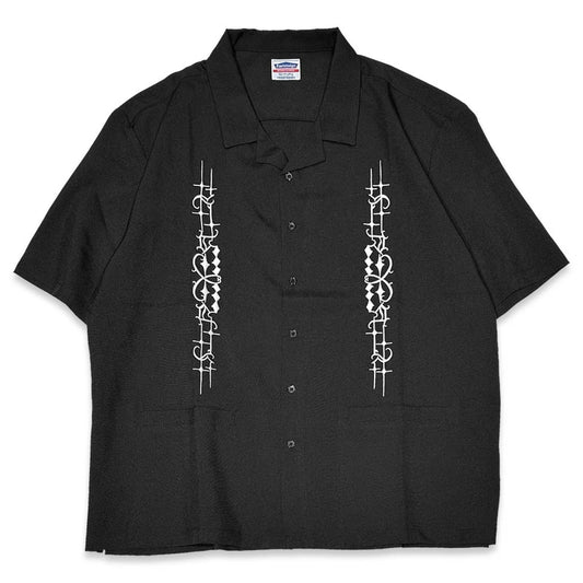 KUSTOMSTYLE  KSSS2505BK -CARLSBAD- OPEN COLLAR SHORT SLEEVE SHIRTS COLOR-BLACK