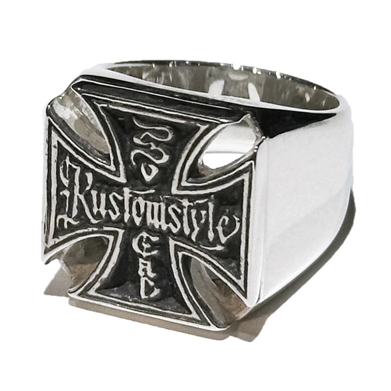 KUSTOMSTYLE KSSLRING001 "IRON CROSS" SILVER RING