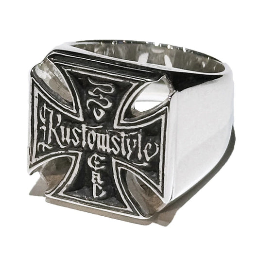 KUSTOMSTYLE KSSLRING001 "IRON CROSS" SILVER RING