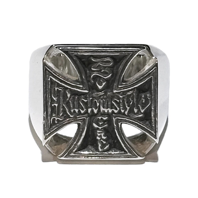 KUSTOMSTYLE KSSLRING001 "IRON CROSS" SILVER RING