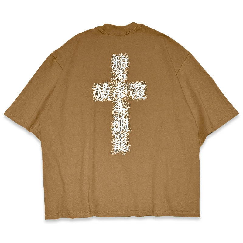 KUSTOMSTYLE KST2512 -KANJI CROSS 粕多夢寿鯛籠- T-SHIRTS