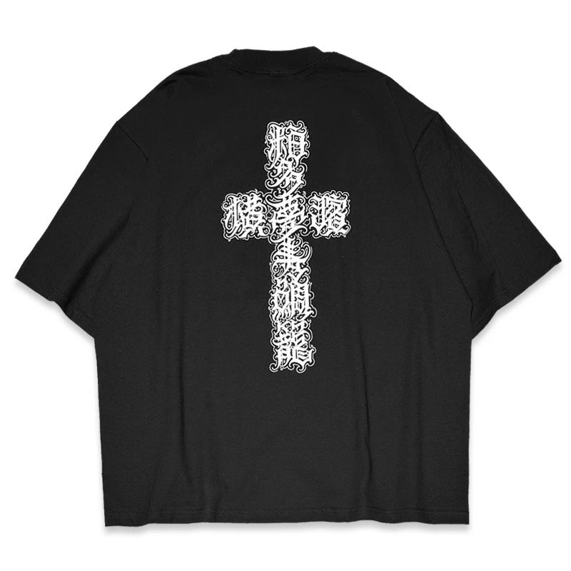 KUSTOMSTYLE KST2512 -KANJI CROSS 粕多夢寿鯛籠- T-SHIRTS