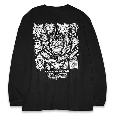 KUSTOMSTYLE  KSTL2412BK -P.L.O SKULL- LONG SLEEVE T-SHIRTS