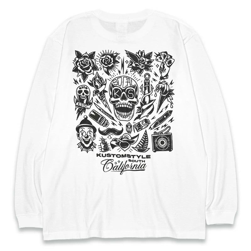 KUSTOMSTYLE  KSTL2412BK -P.L.O SKULL- LONG SLEEVE T-SHIRTS