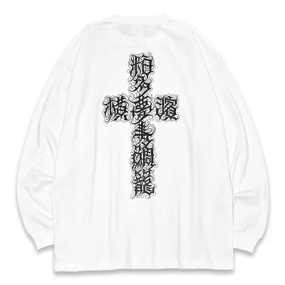 KUSTOMSTYLE KSTL2512KH -KANJI CROSS - 9.1oz HEAVYWEIGHT LONG SLEEVE T-SHIRTS