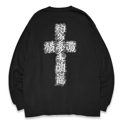 KUSTOMSTYLE KSTL2512KH -KANJI CROSS - 9.1oz HEAVYWEIGHT LONG SLEEVE T-SHIRTS