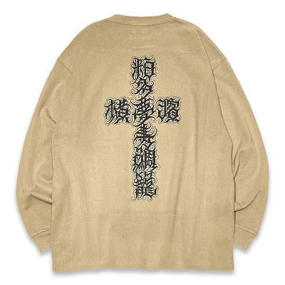 KUSTOMSTYLE KSTL2512KH -KANJI CROSS - 9.1oz HEAVYWEIGHT LONG SLEEVE T-SHIRTS