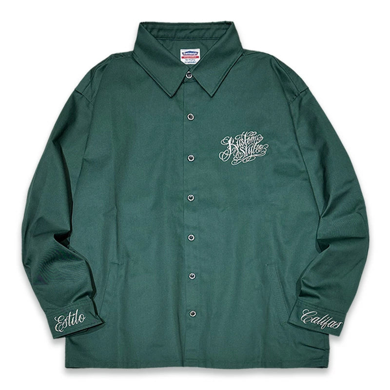 KUSTOMSTYLE KSLS2518GR "CYPRESS" LONG SLEEVE SHIRTS JACKET GREEN