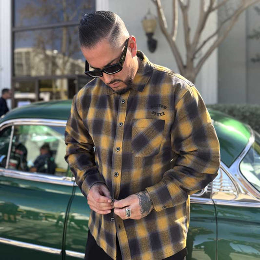 KUSTOMSTYLE KSLCS2303 -ROOTED IN THE STREETS- LONG SLEEVE CHECK SHIRTS