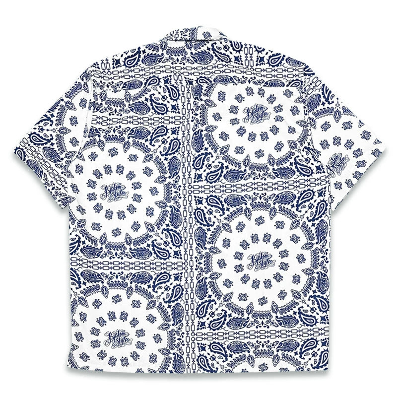 KUSTOMSTYLE KSSS2608BK -NORM BANDANA- OPEN COLLAR SHORT SLEEVE SHIRTS