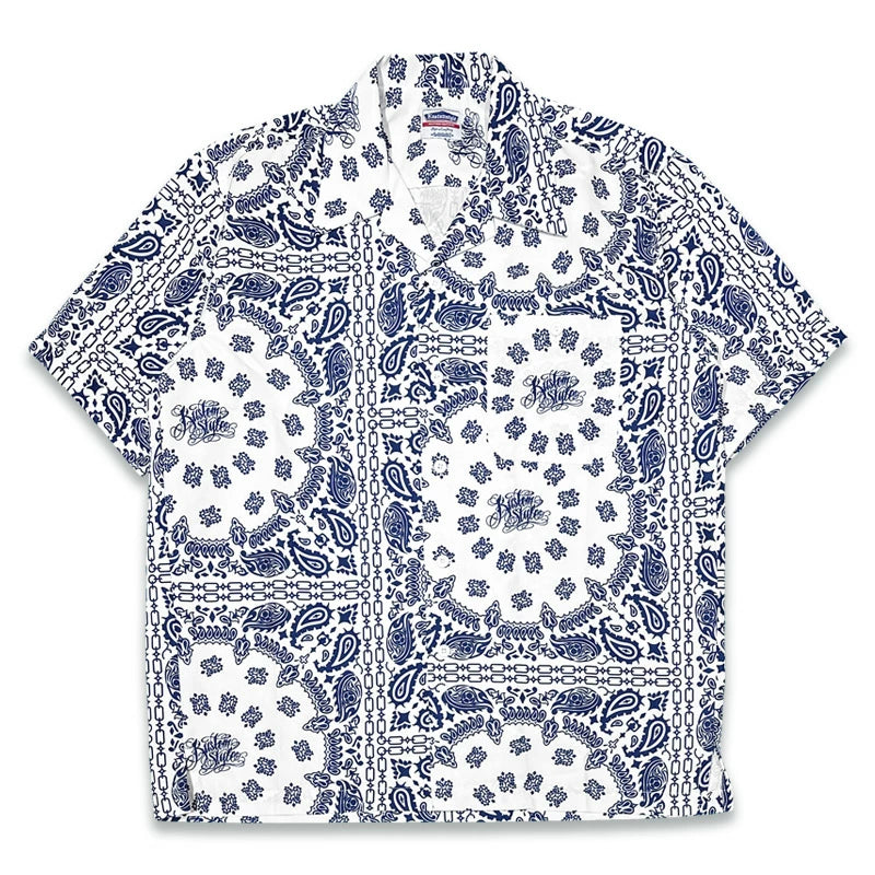 KUSTOMSTYLE KSSS2608BK -NORM BANDANA- OPEN COLLAR SHORT SLEEVE SHIRTS