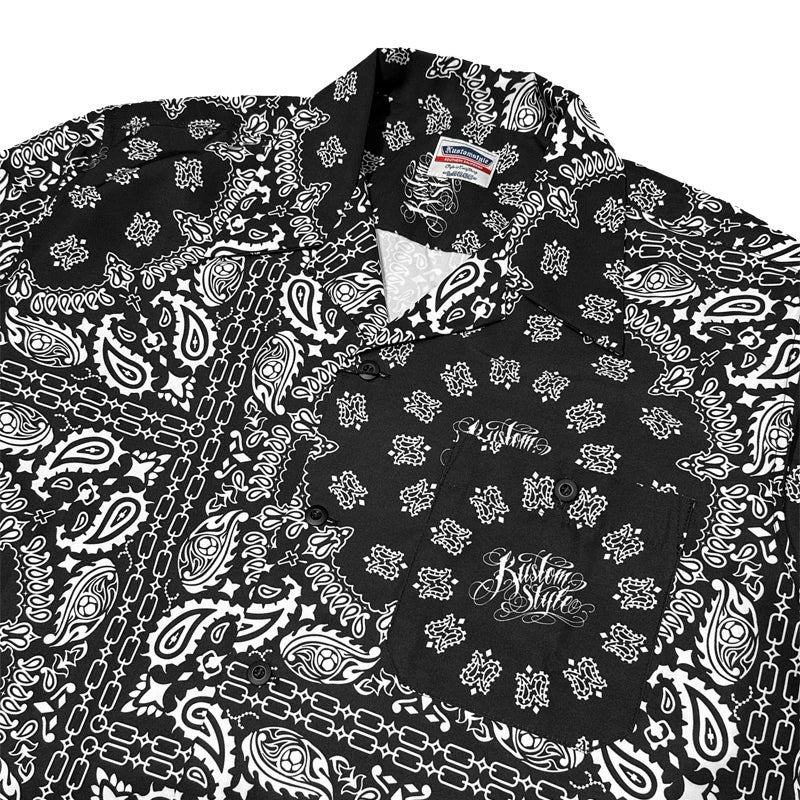 KUSTOMSTYLE KSSS2608BK -NORM BANDANA- OPEN COLLAR SHORT SLEEVE SHIRTS