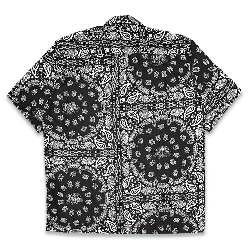 KUSTOMSTYLE KSSS2608BK -NORM BANDANA- OPEN COLLAR SHORT SLEEVE SHIRTS