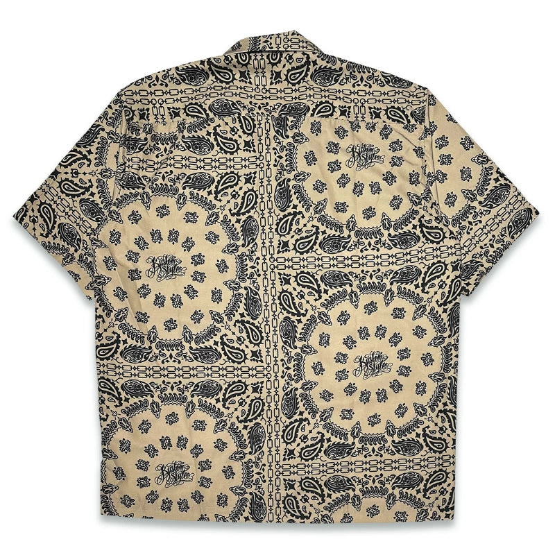 KUSTOMSTYLE KSSS2608BK -NORM BANDANA- OPEN COLLAR SHORT SLEEVE SHIRTS