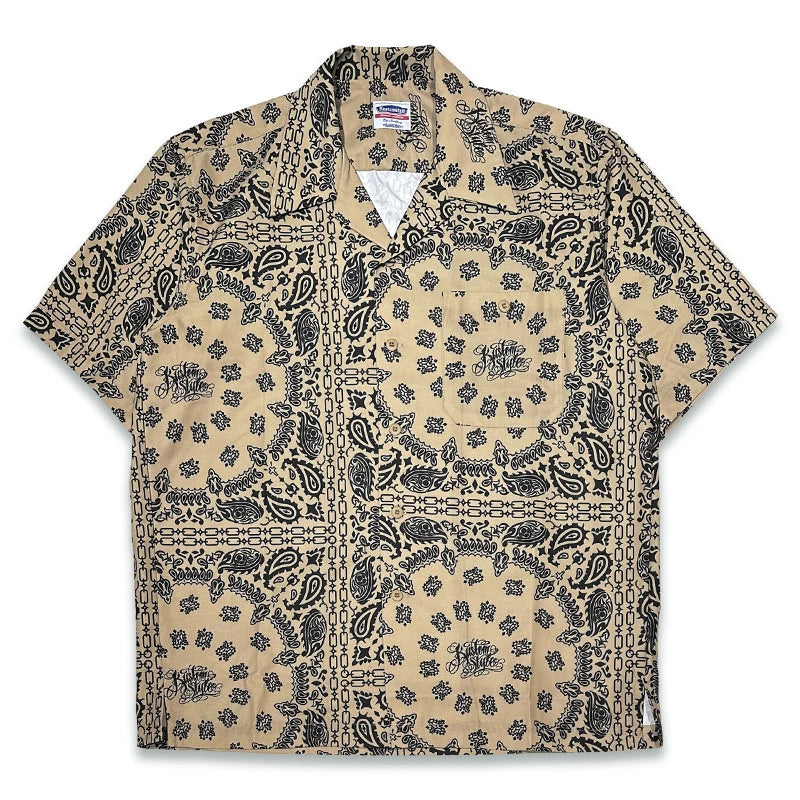 KUSTOMSTYLE KSSS2608BK -NORM BANDANA- OPEN COLLAR SHORT SLEEVE SHIRTS