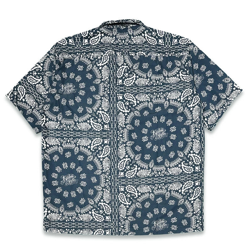 KUSTOMSTYLE KSSS2608BK -NORM BANDANA- OPEN COLLAR SHORT SLEEVE SHIRTS