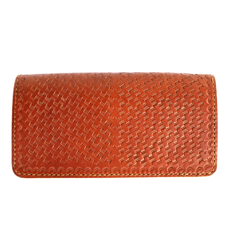 KUSTOMSTYLE  LEATHER WALLET "TYPE2" BASKET WEAVE LONG WALLET