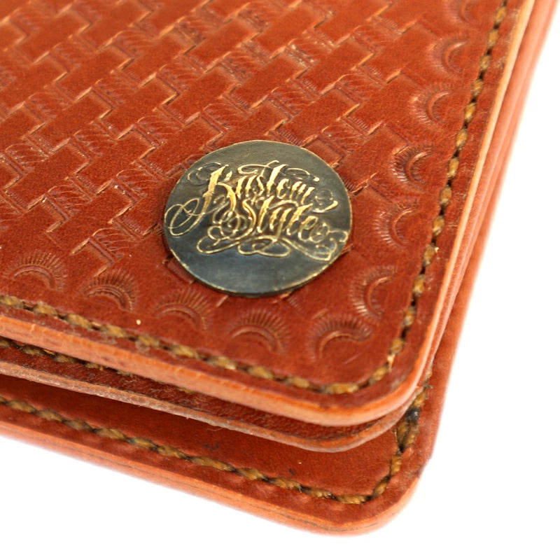 KUSTOMSTYLE  LEATHER WALLET "TYPE2" BASKET WEAVE LONG WALLET