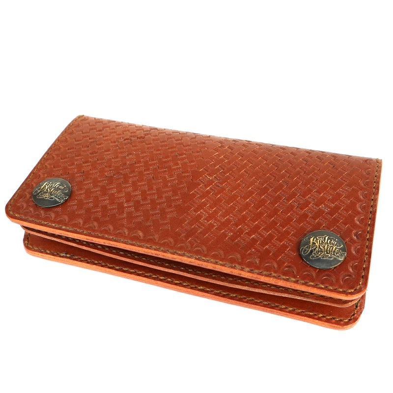 KUSTOMSTYLE  LEATHER WALLET "TYPE2" BASKET WEAVE LONG WALLET