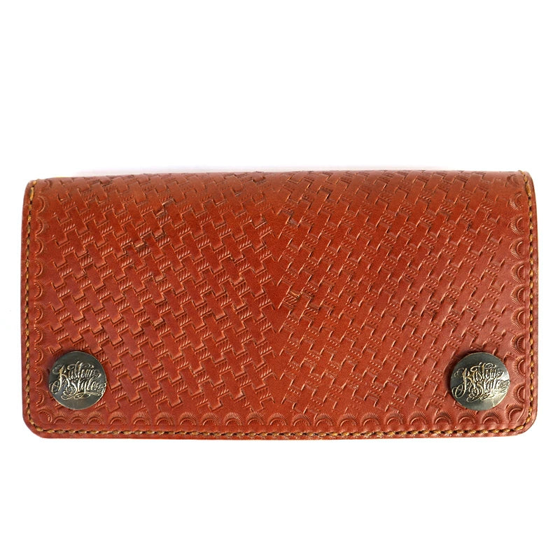 KUSTOMSTYLE  LEATHER WALLET "TYPE2" BASKET WEAVE LONG WALLET