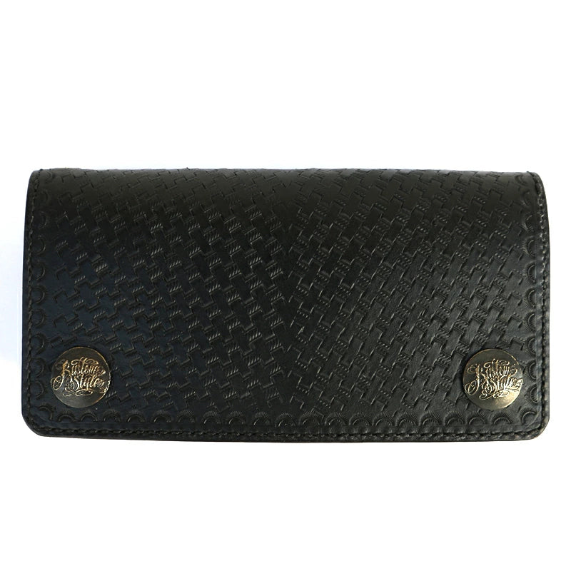 KUSTOMSTYLE  LEATHER WALLET "TYPE2" BASKET WEAVE LONG WALLET