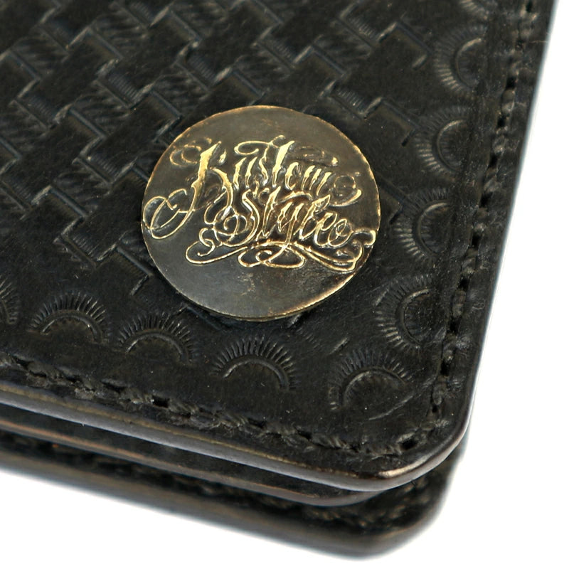 KUSTOMSTYLE  LEATHER WALLET "TYPE6" BASKET WEAVE SHORT WALLET